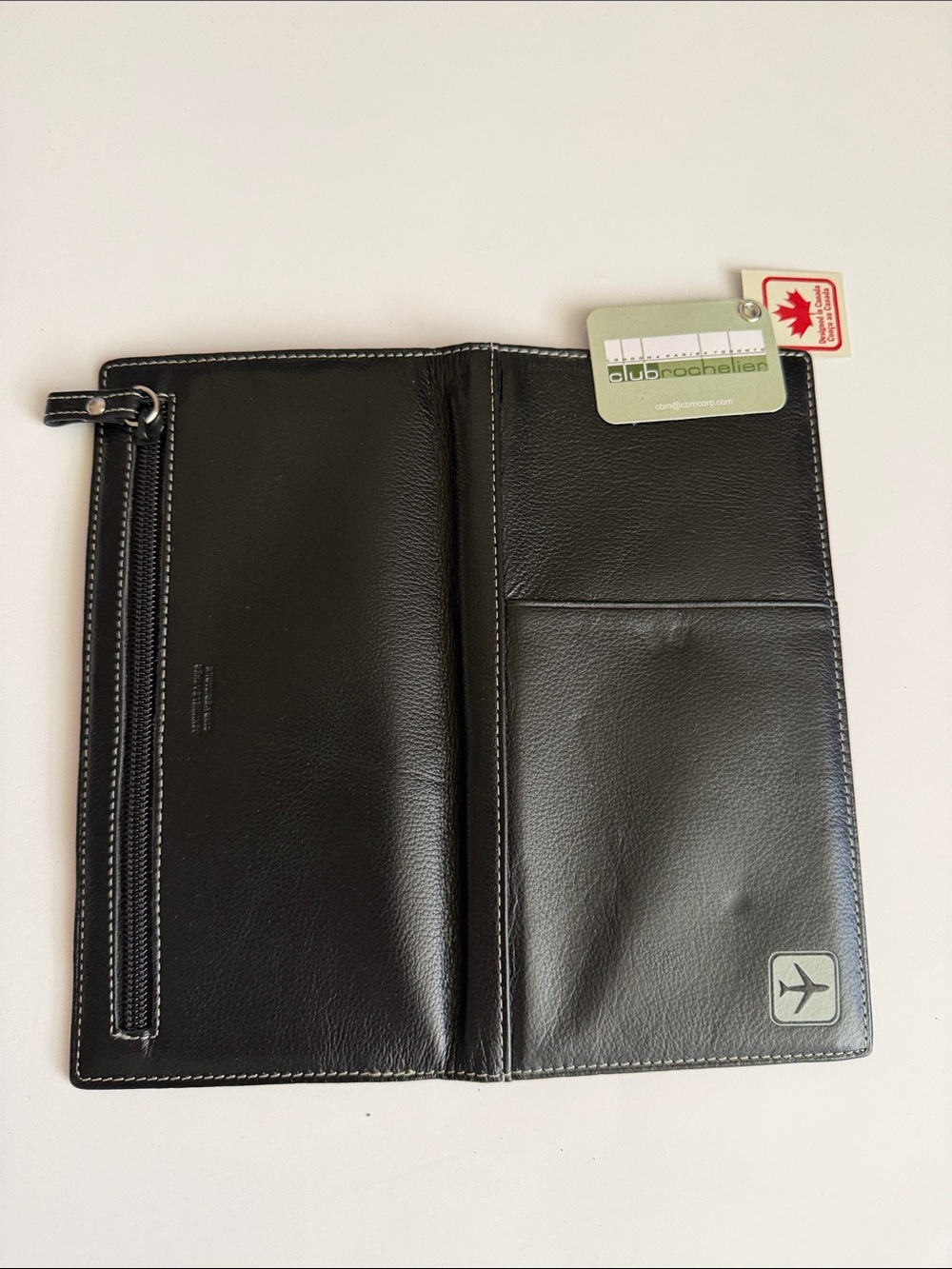Black Travel Card & Key Organizer with Plane Emblem - Picture 6 of 6
